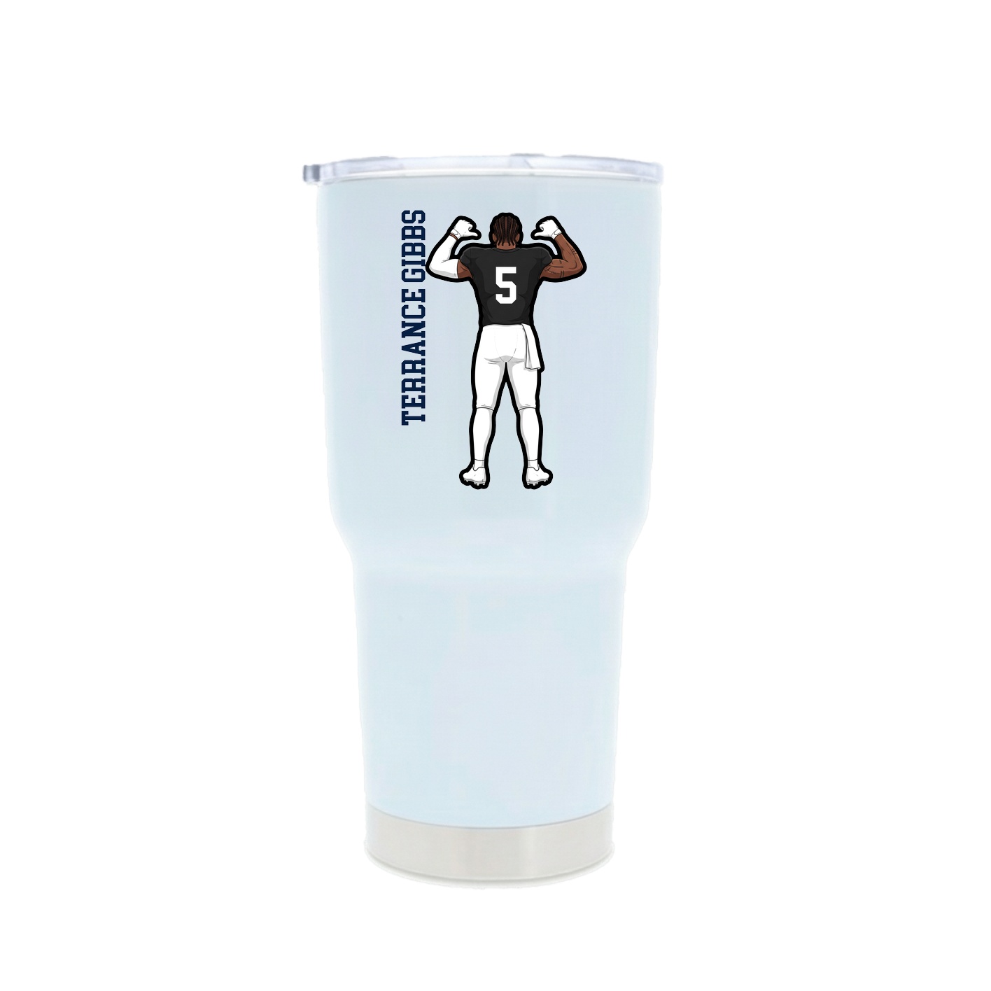 30oz Stainless Steel Tumbler — Name Vertical in White