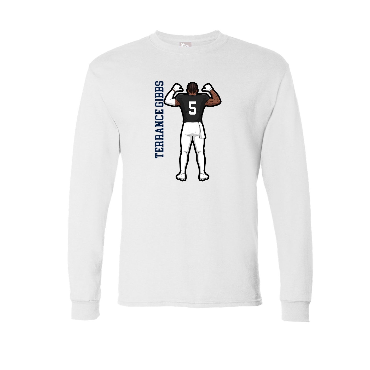 Long Sleeve Tee — Name Vertical in White