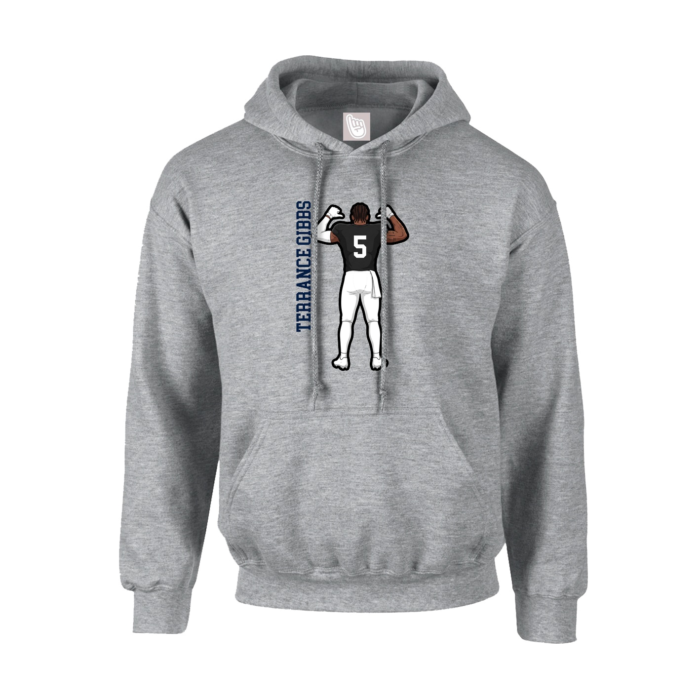 Youth Hoodie — Name Vertical in Grey
