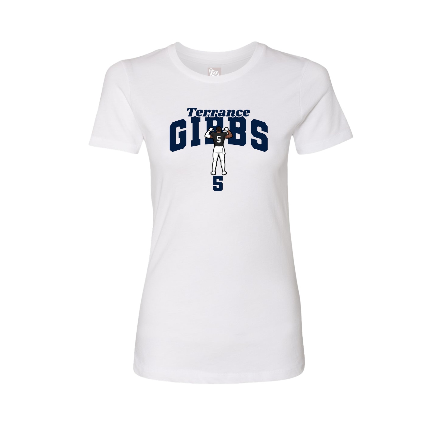 Fitted Women's Tee — Signature Arch in White