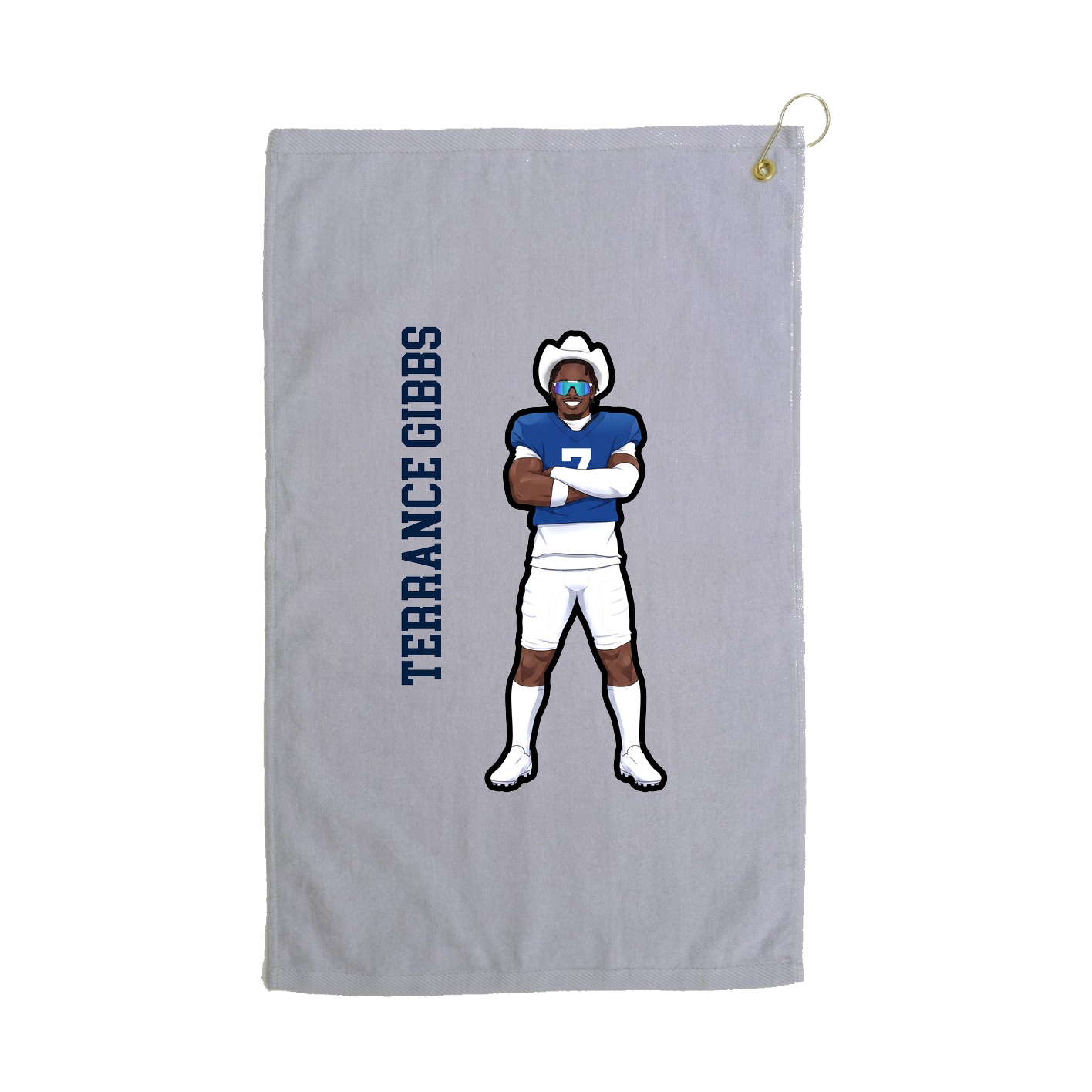 Golf Towel — Name Vertical in Grey