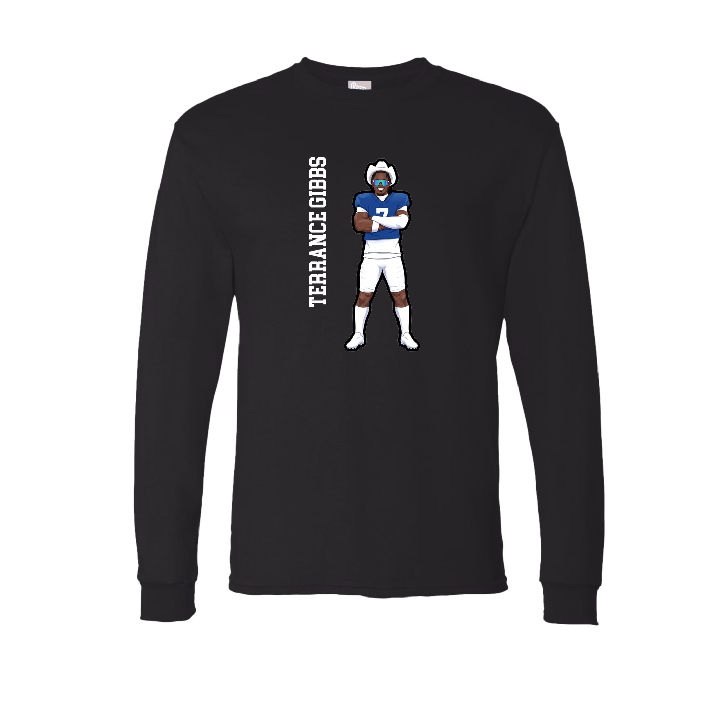 Long Sleeve Tee — Name Vertical in Black