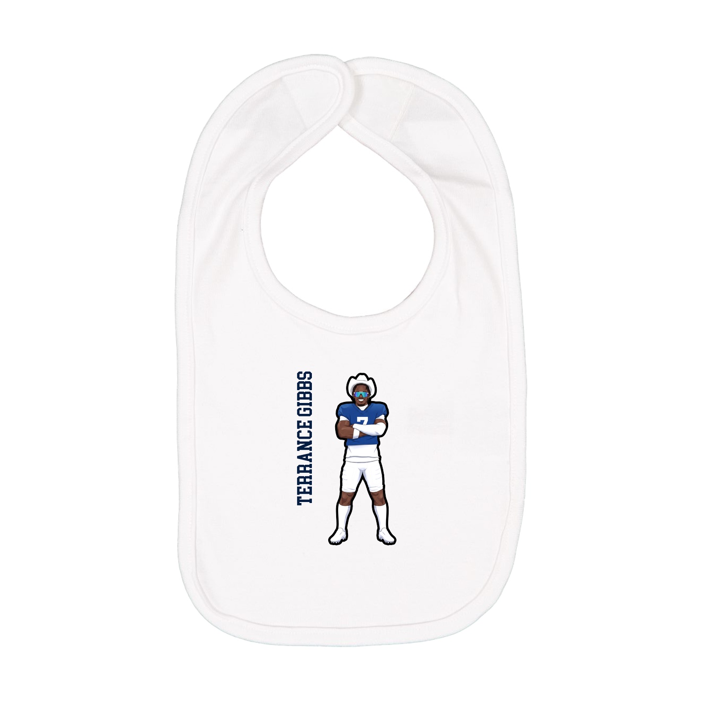 Infant Bib — Name Vertical in White