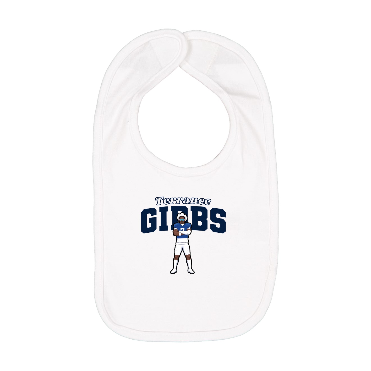 Infant Bib — Name Arch in White