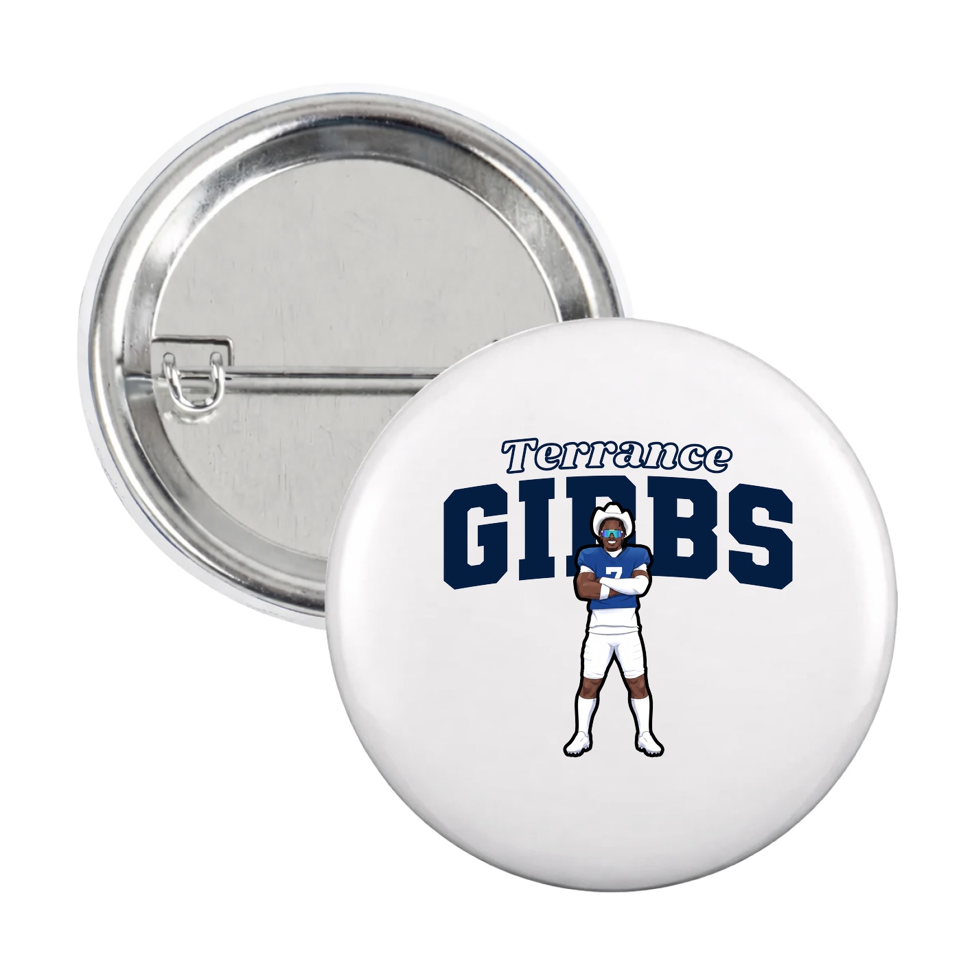Game Day Button — Name Arch in White