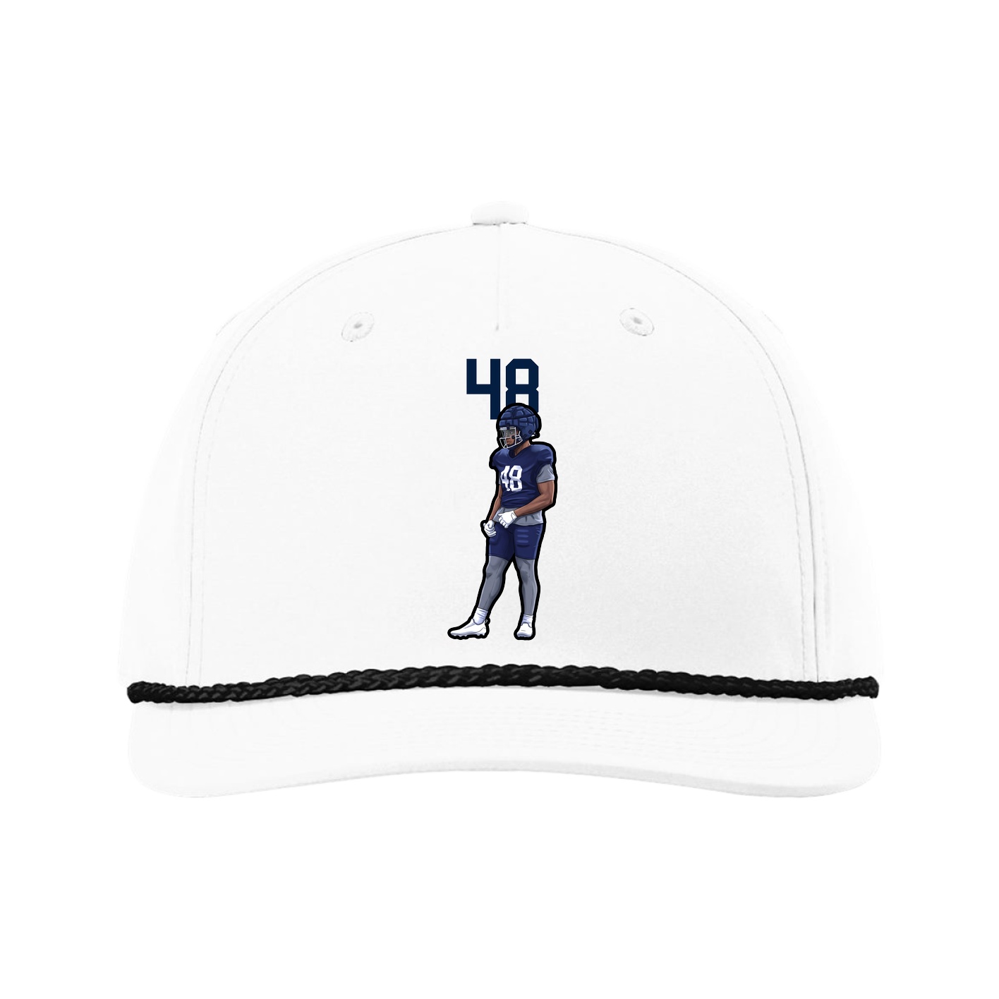 Five-Panel Classic Rope Cap — Number Top in White