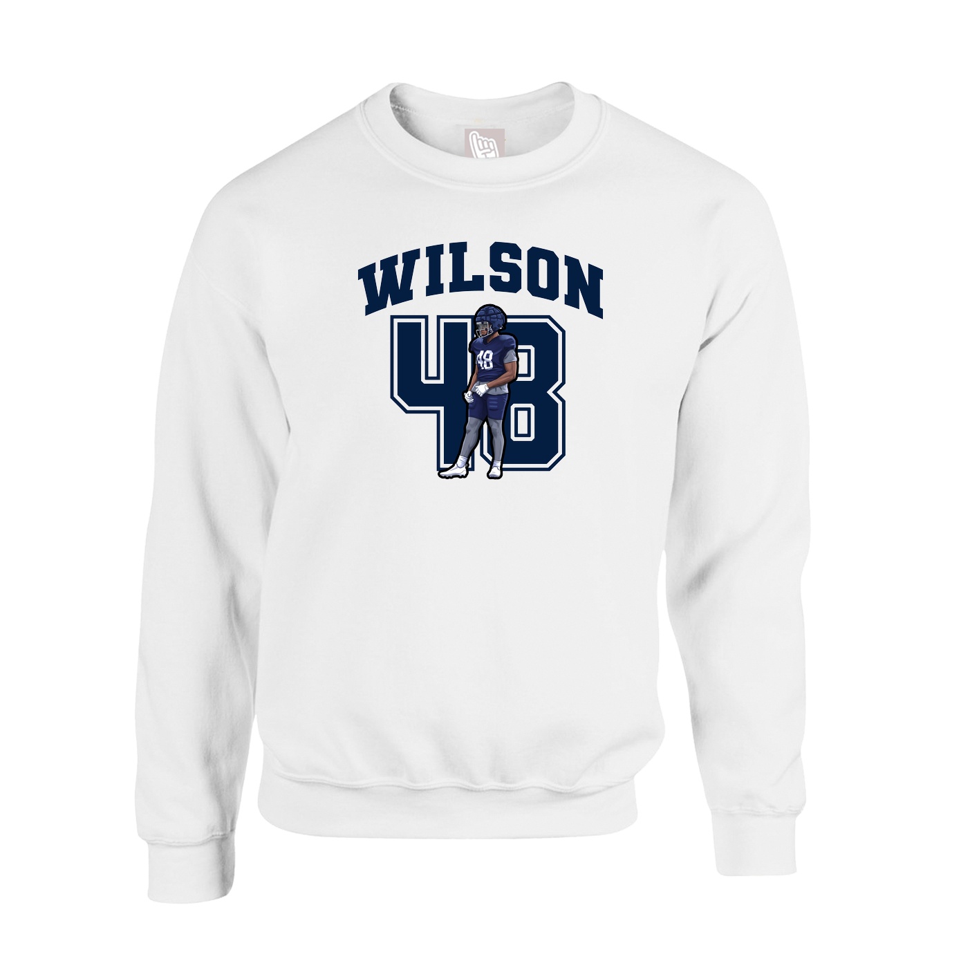 Fleece Crew — Number in White