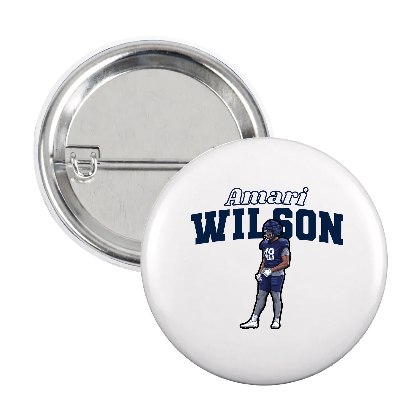 Game Day Button — Name Arch in White