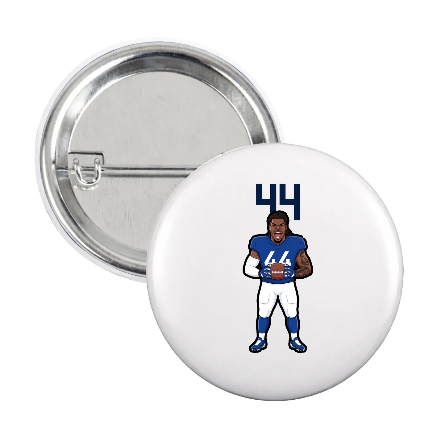 Game Day Button — Number Top in White