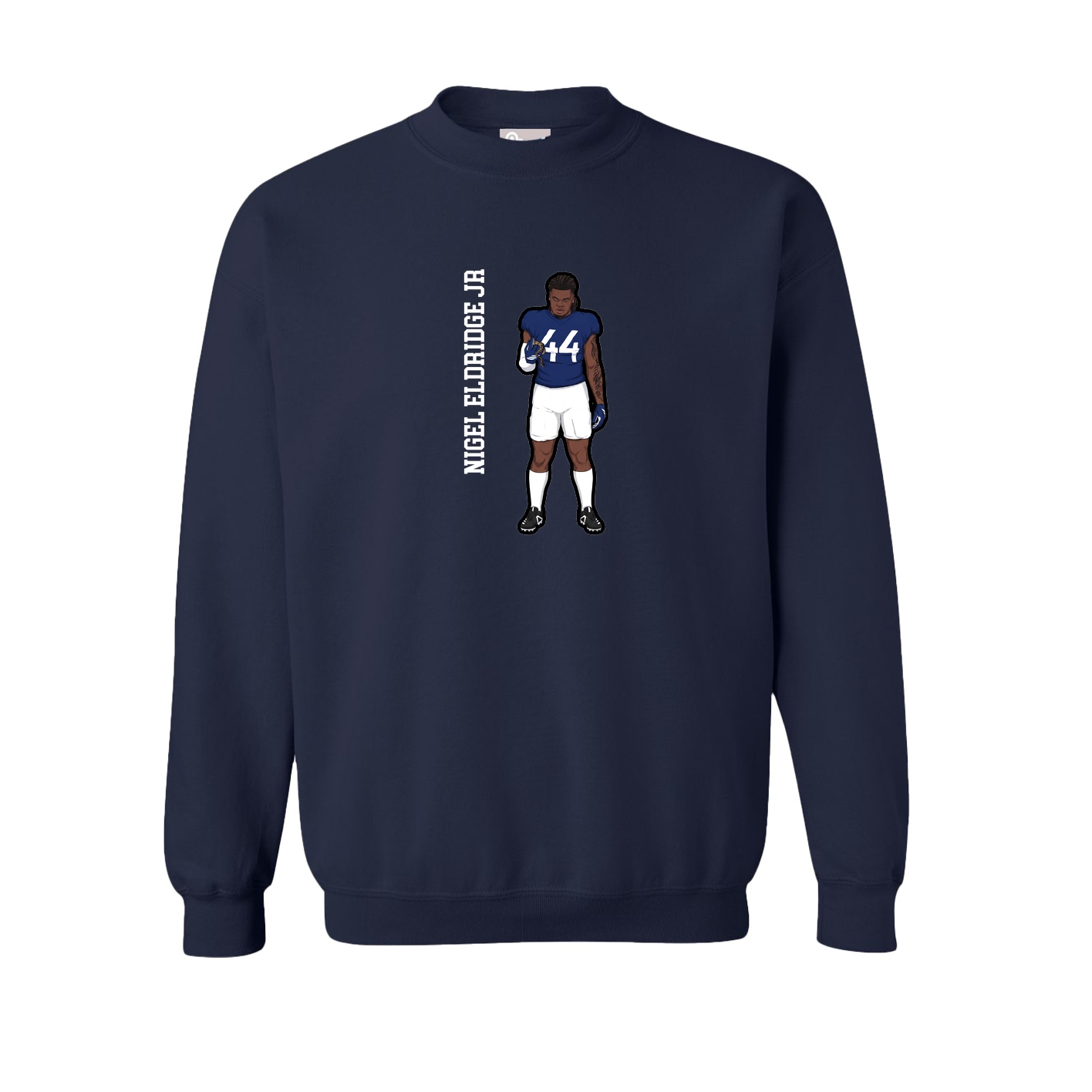 Fleece Crew — Name Vertical in Navy