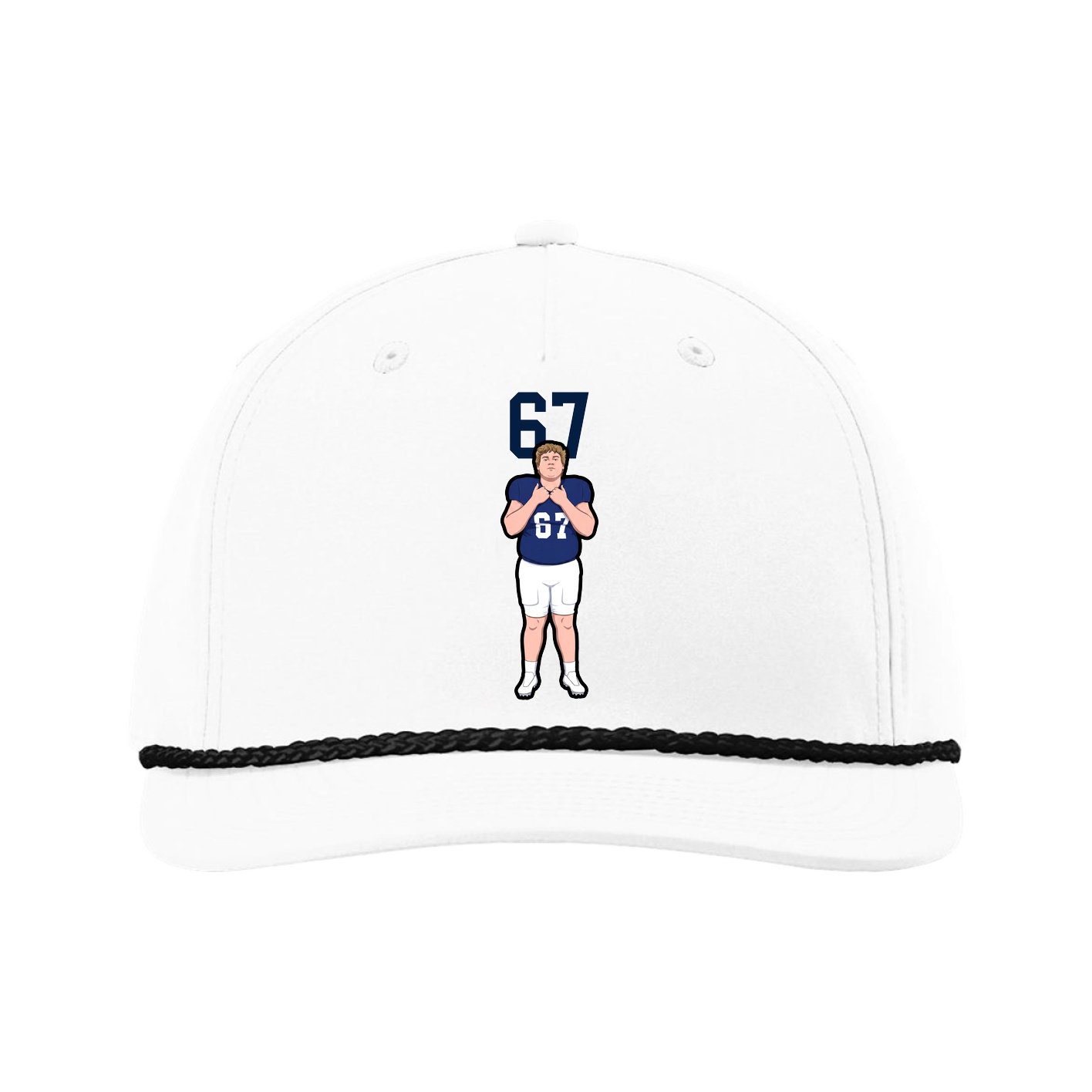 Five-Panel Classic Rope Cap — Number Top in White