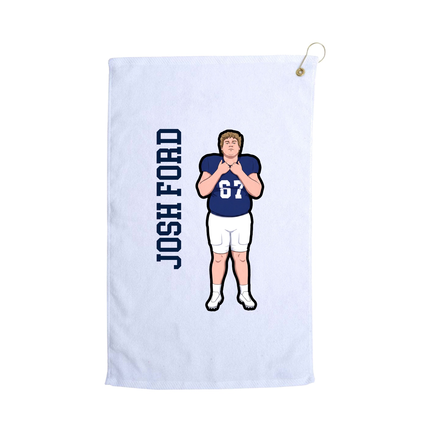 Golf Towel — Name Vertical in White