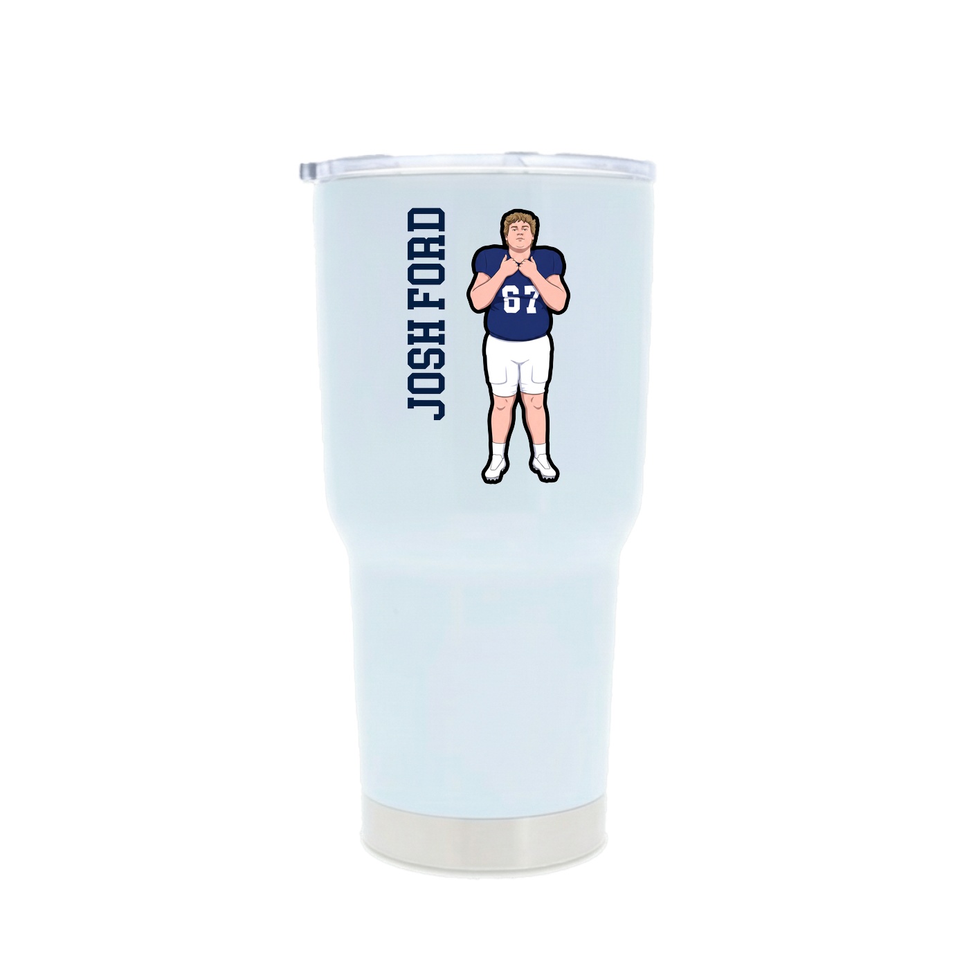 30oz Stainless Steel Tumbler — Name Vertical in White