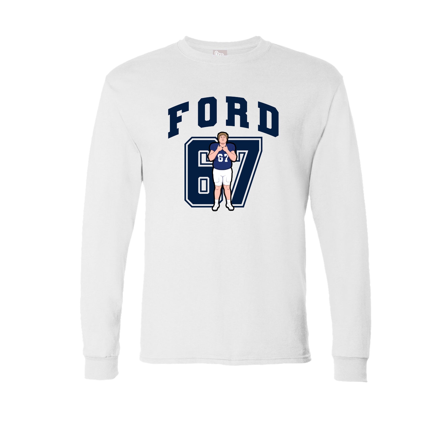 Long Sleeve Tee — Number in White