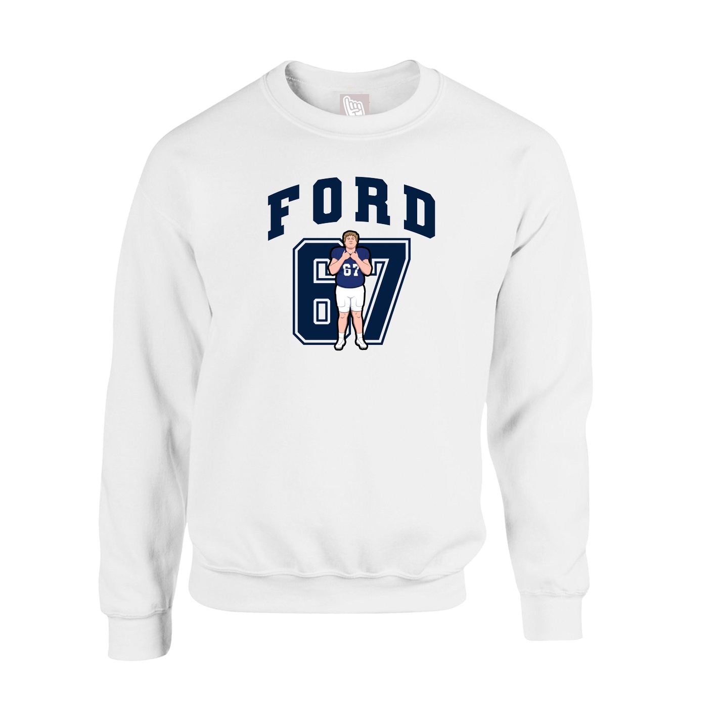 Fleece Crew — Number in White