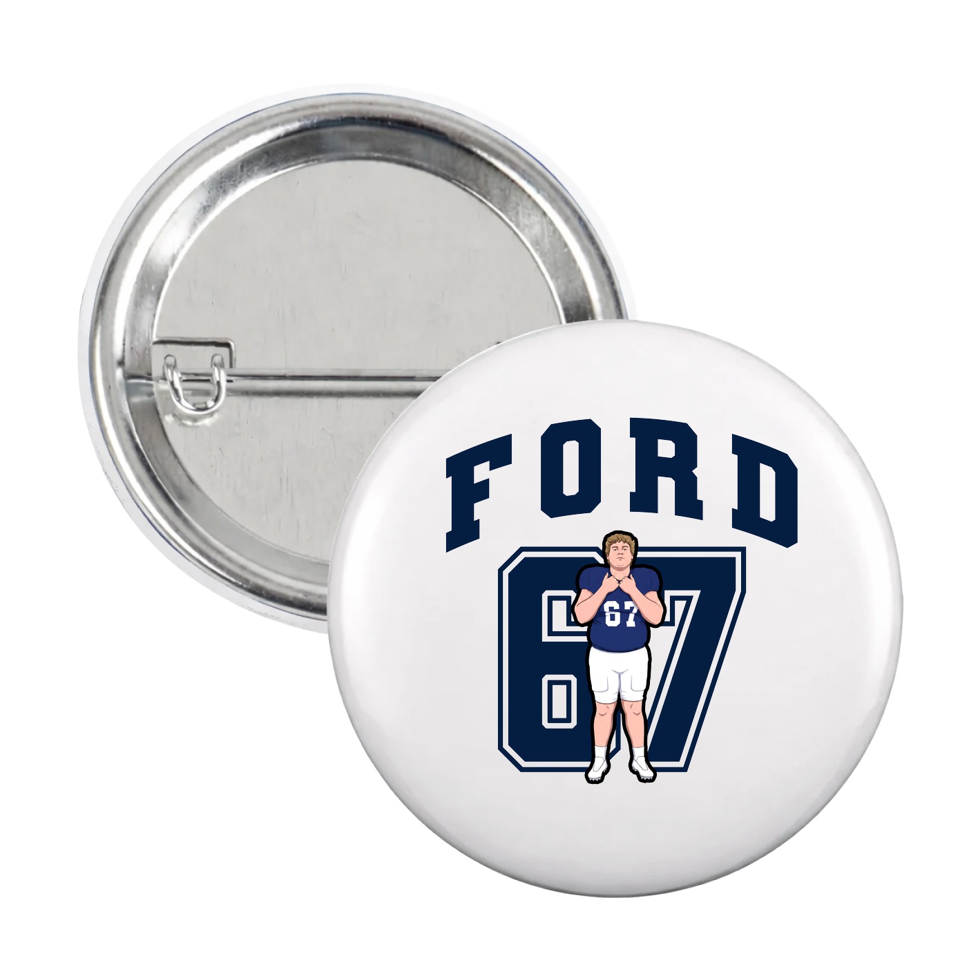 Game Day Button — Number in White
