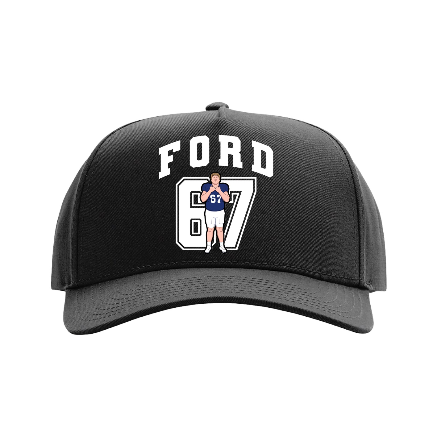 Full Fabric Five-Panel Champ Cap — Number in Black
