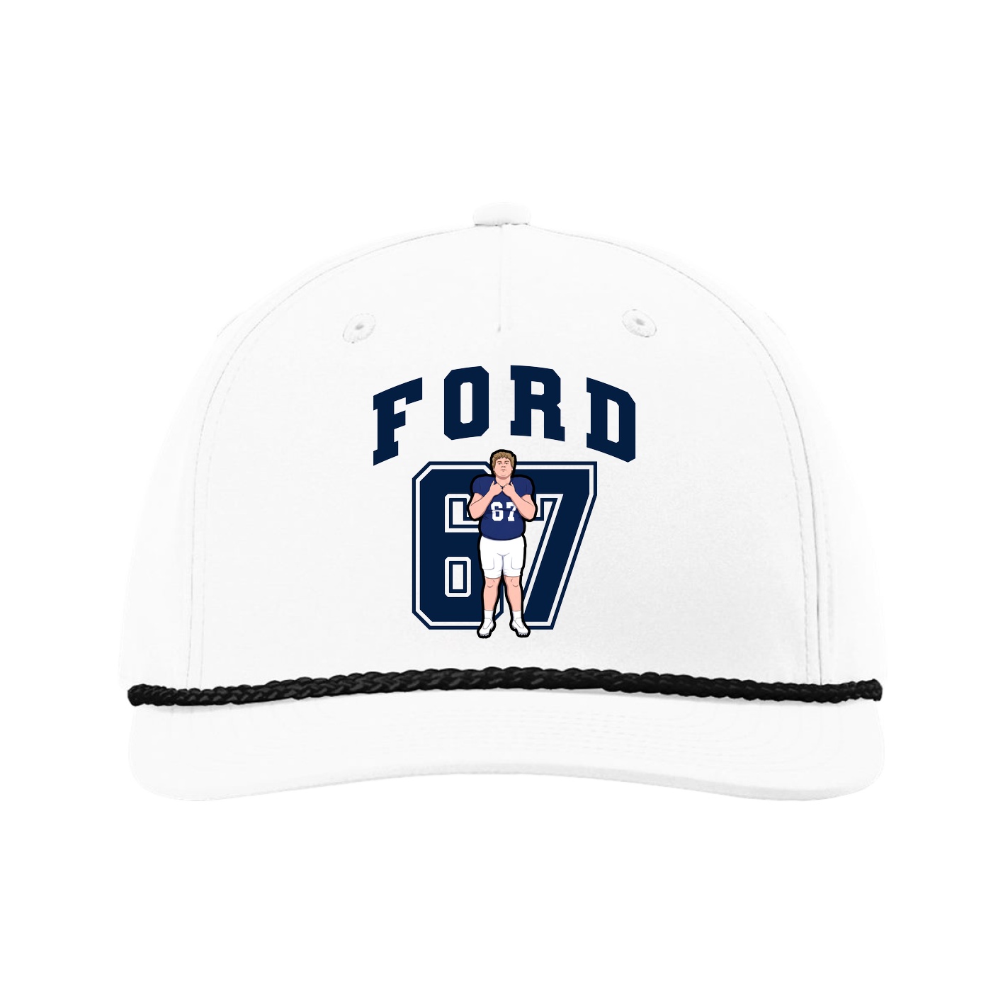Five-Panel Classic Rope Cap — Number in White