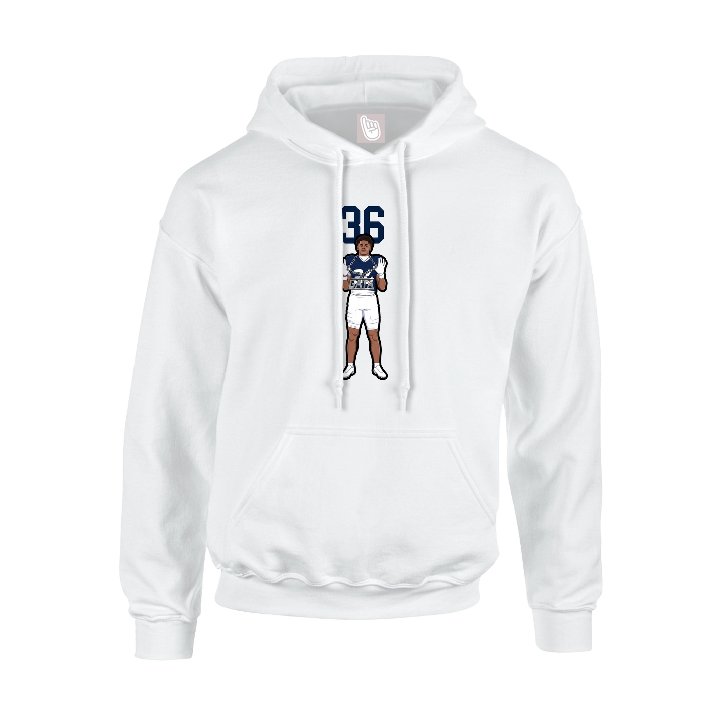 Youth Hoodie — Number Top in White