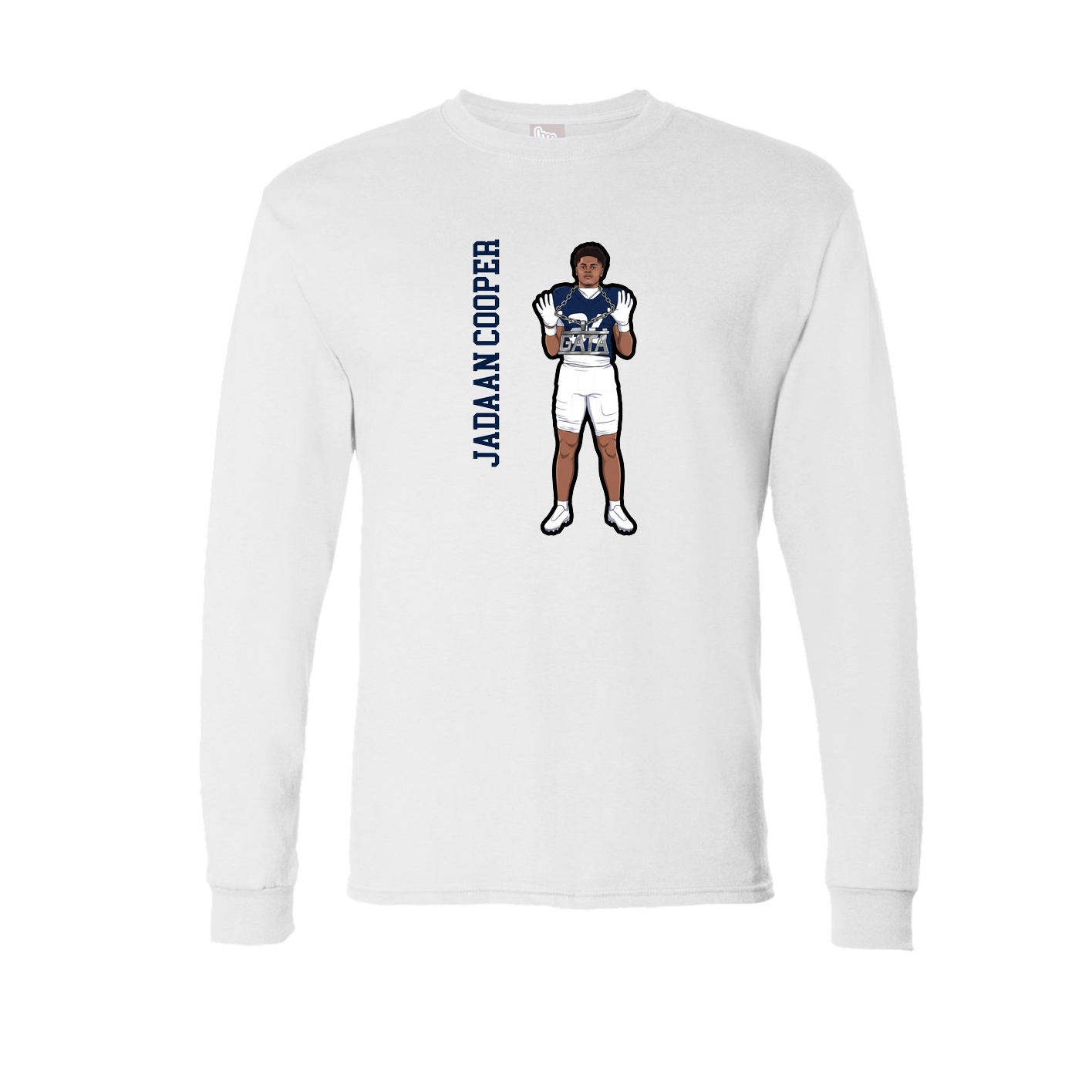 Long Sleeve Tee — Name Vertical in White