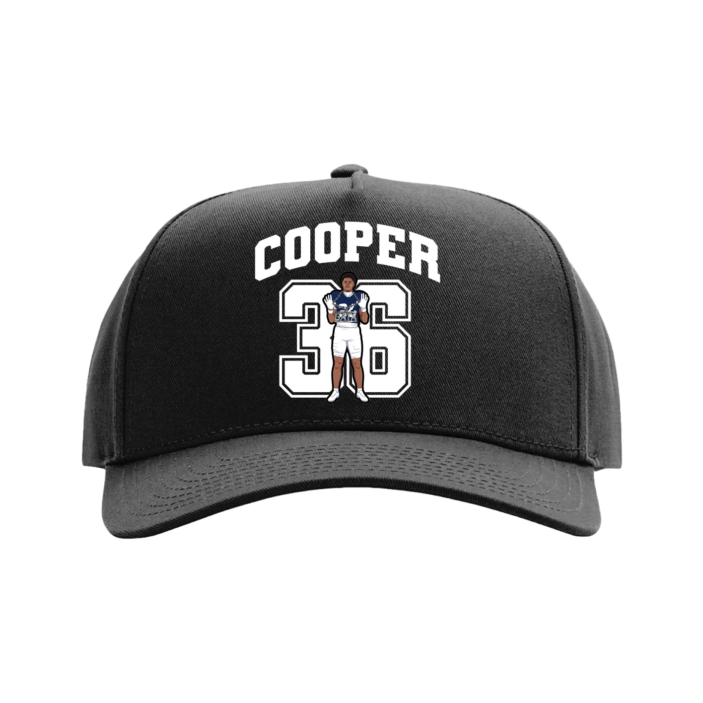 Full Fabric Five-Panel Champ Cap — Number in Black