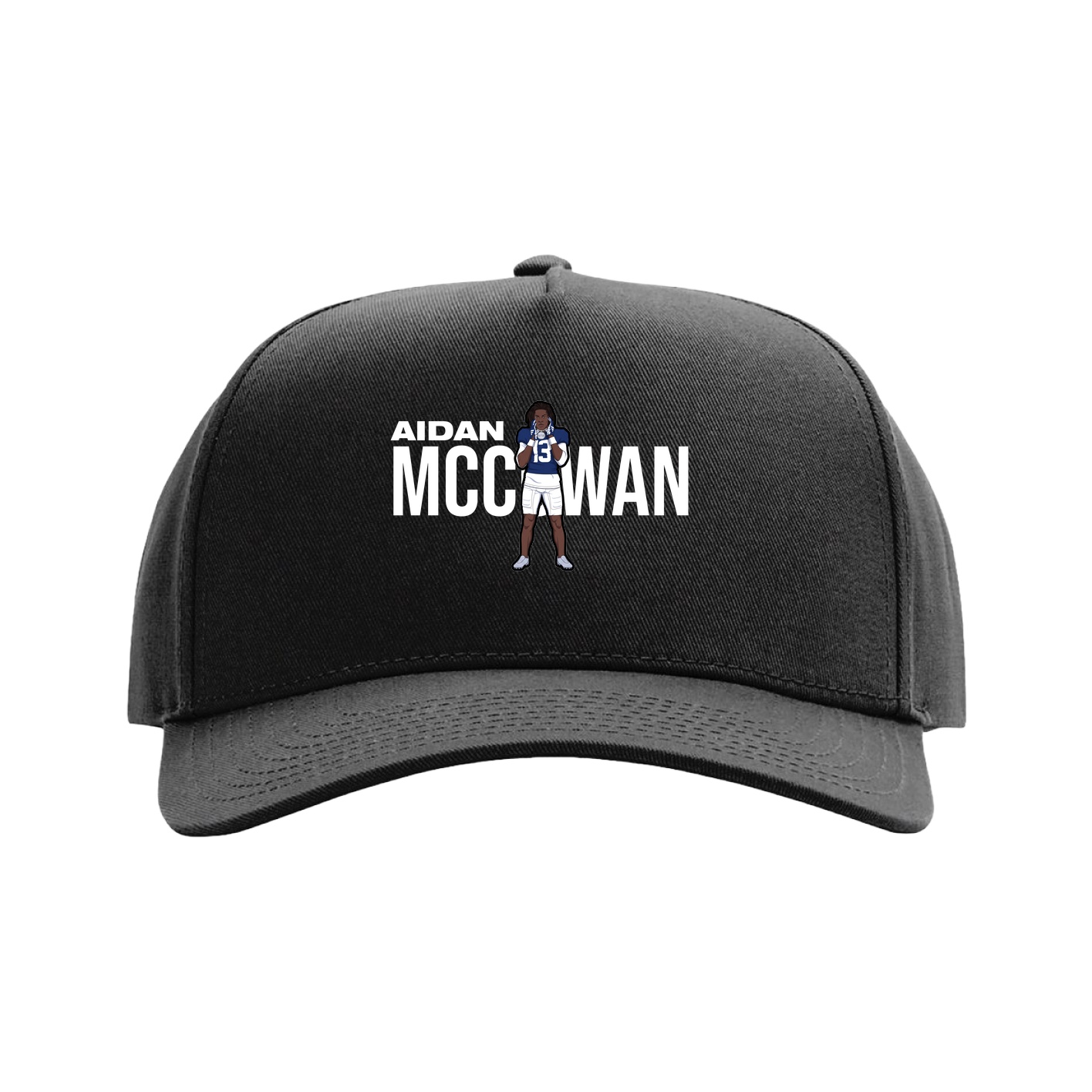 Full Fabric Five-Panel Champ Cap — Player Name in Black