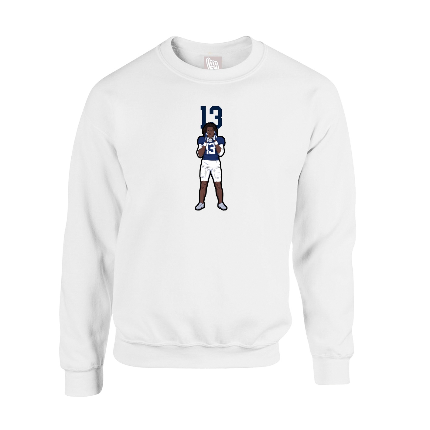 Fleece Crew — Number Top in White