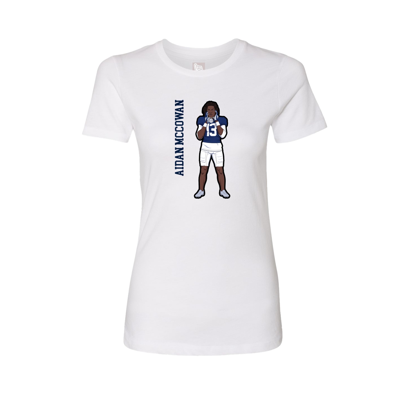 Fitted Women's Tee — Name Vertical in White