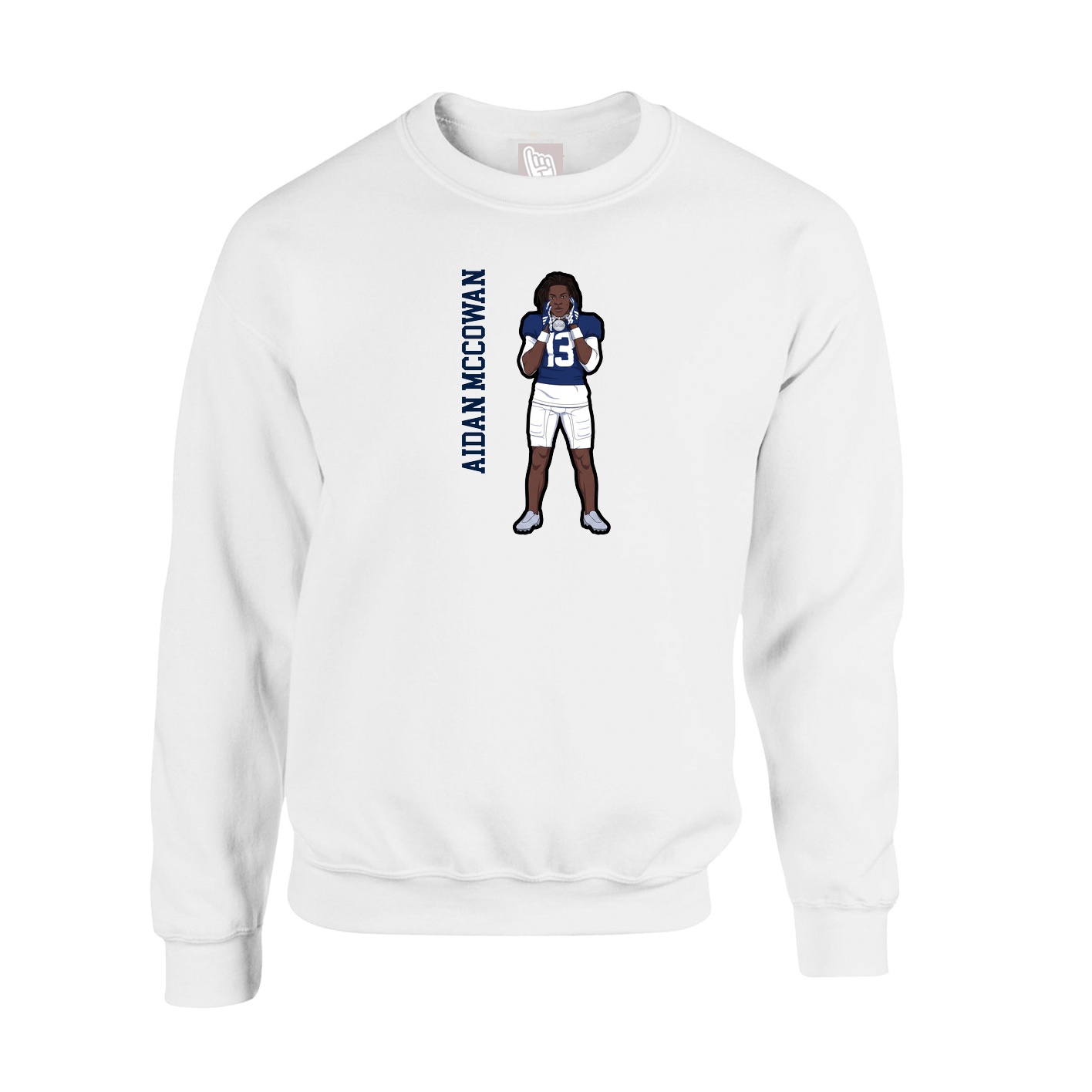 Fleece Crew — Name Vertical in White