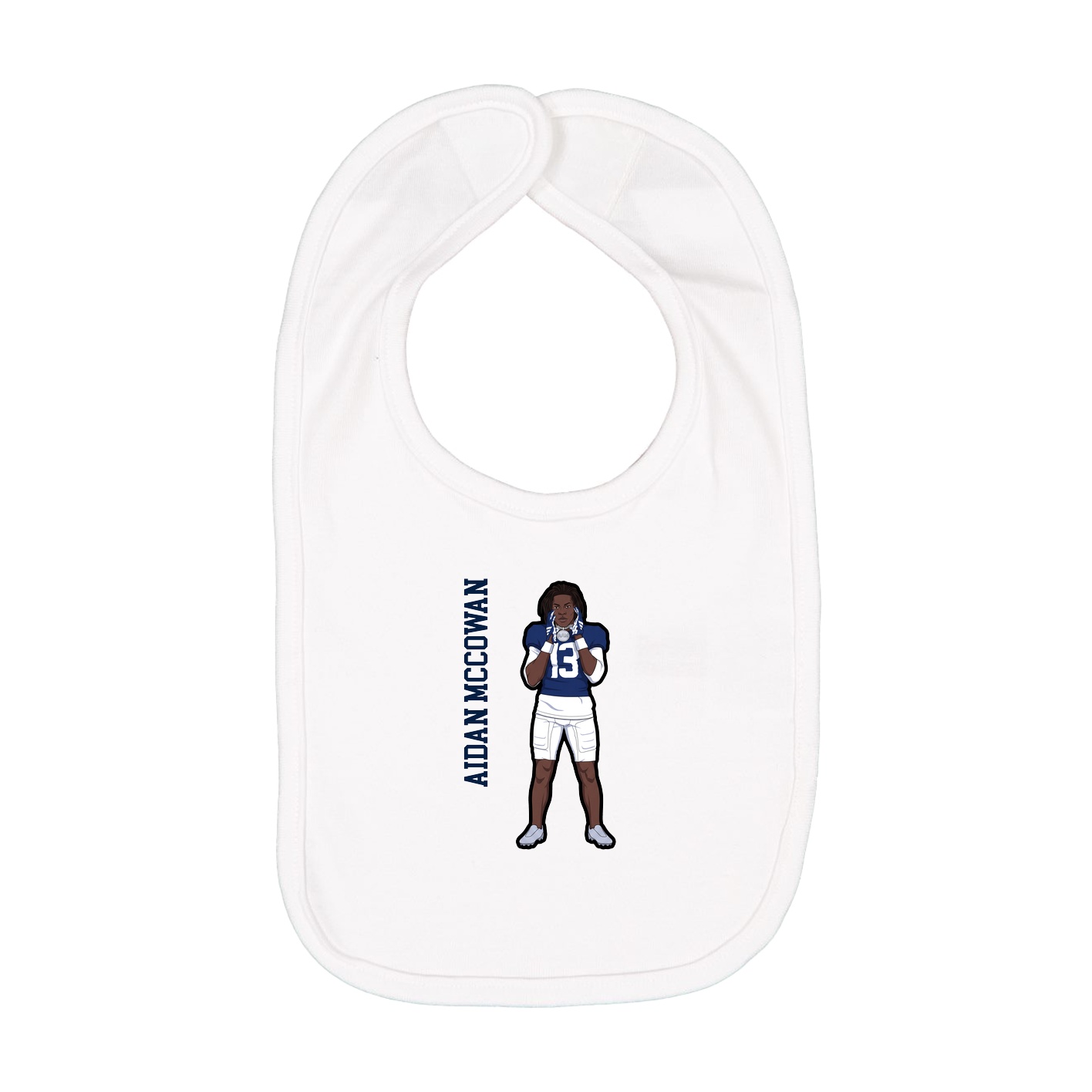 Infant Bib — Name Vertical in White