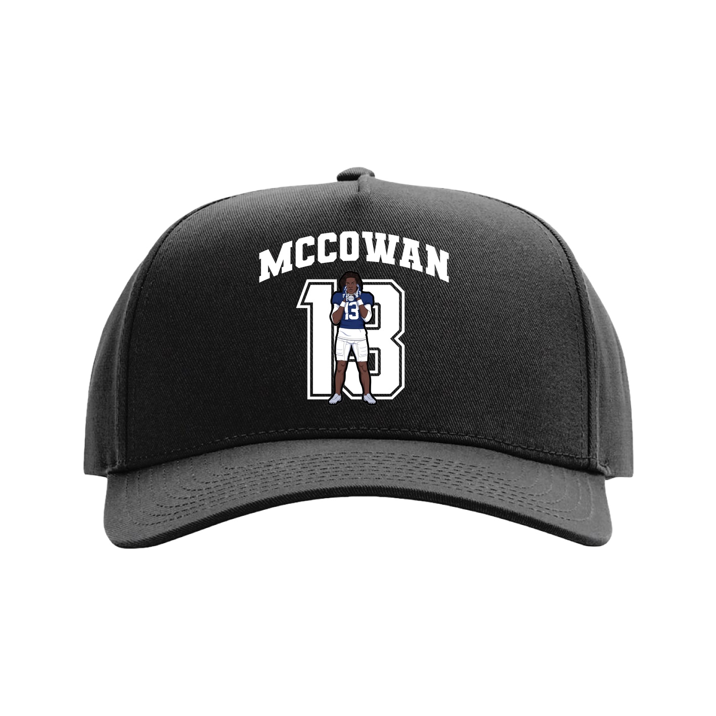 Full Fabric Five-Panel Champ Cap — Number in Black