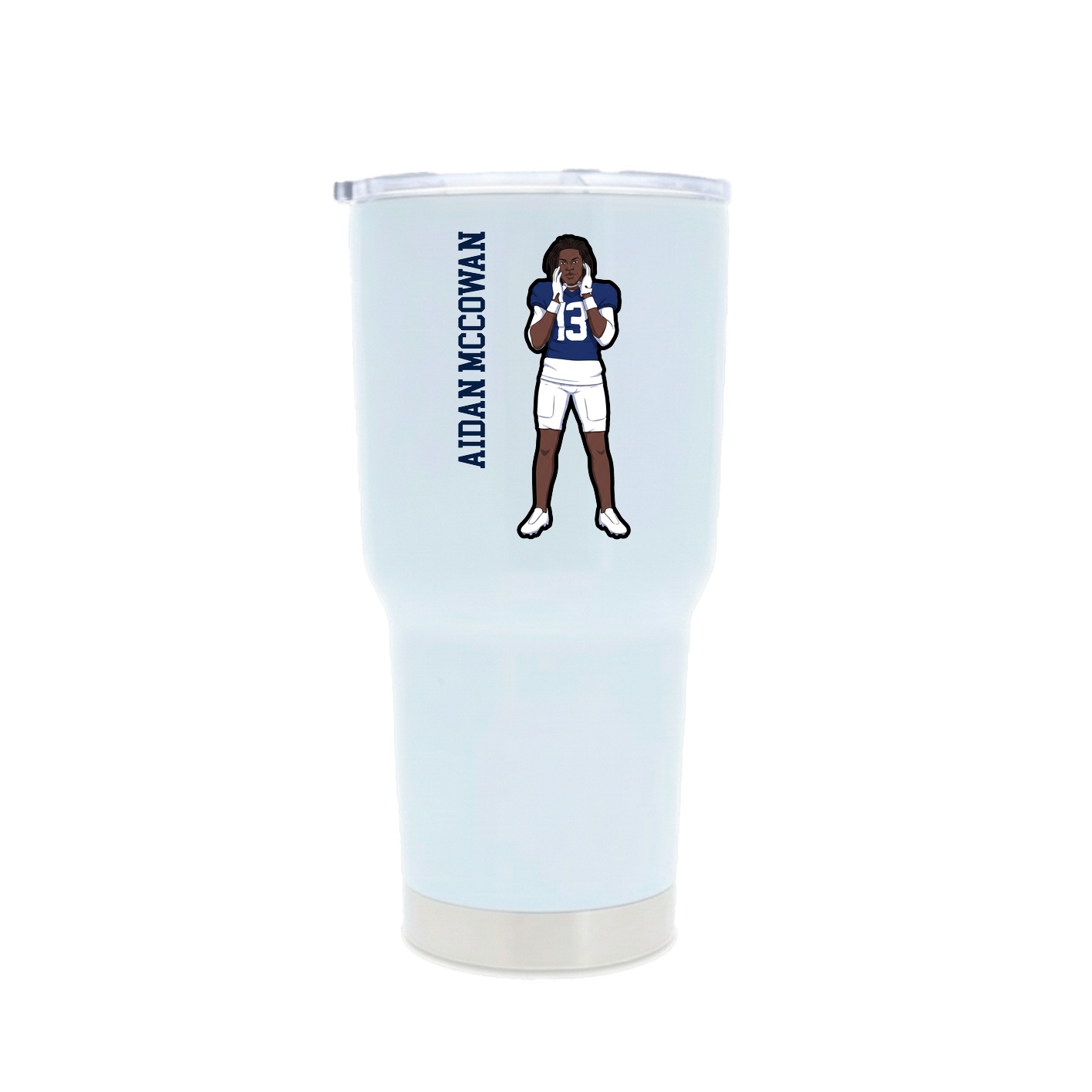 30oz Stainless Steel Tumbler — Name Vertical in White