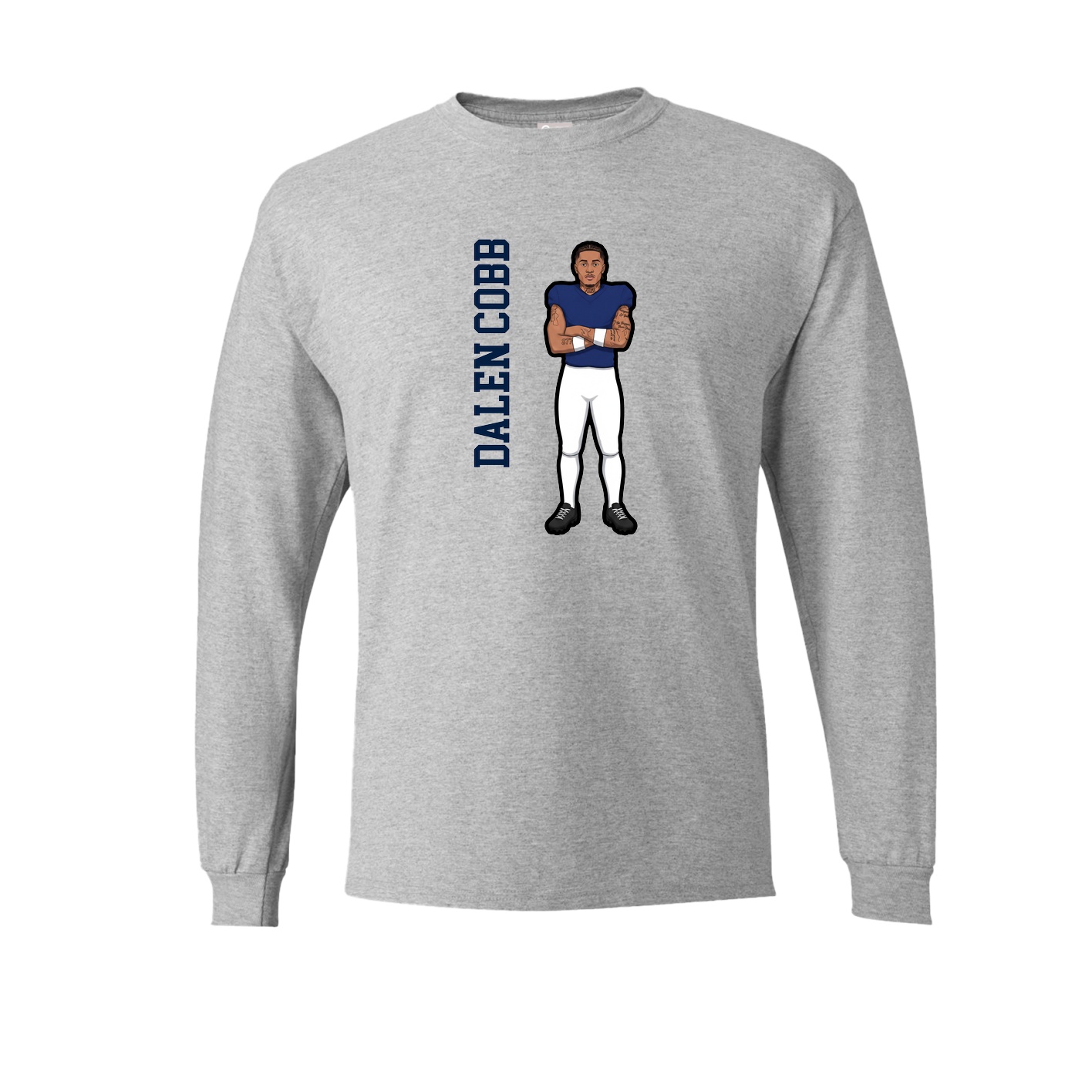 Long Sleeve Tee — Name Vertical in Grey
