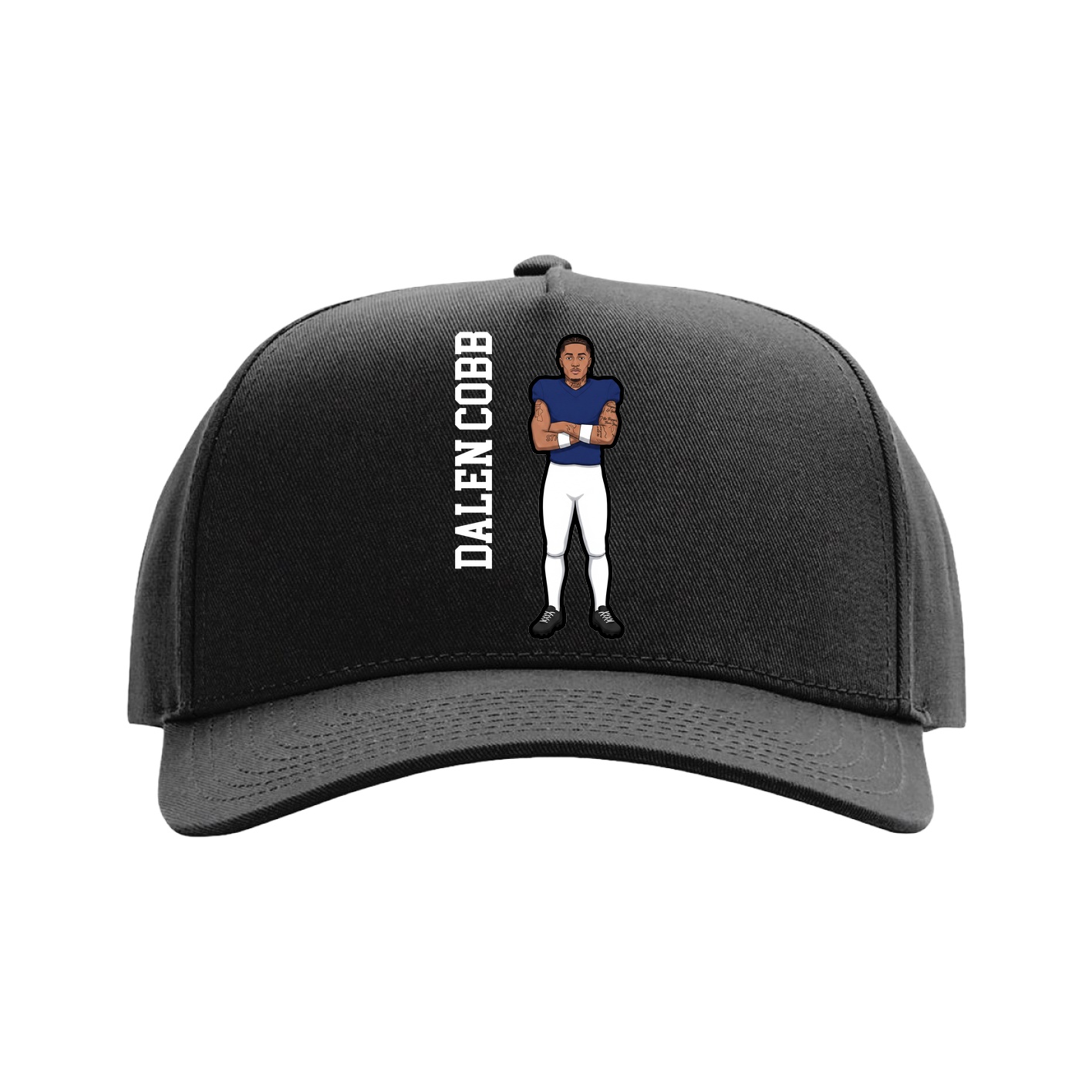 Full Fabric Five-Panel Champ Cap — Name Vertical in Black