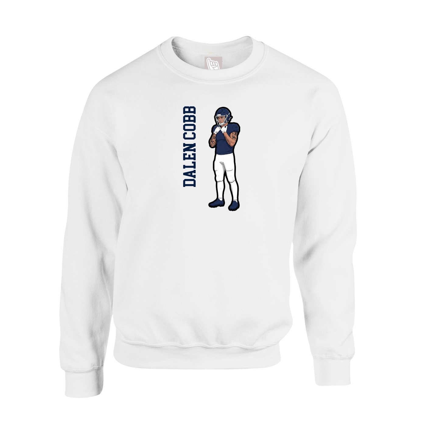Fleece Crew — Name Vertical in White