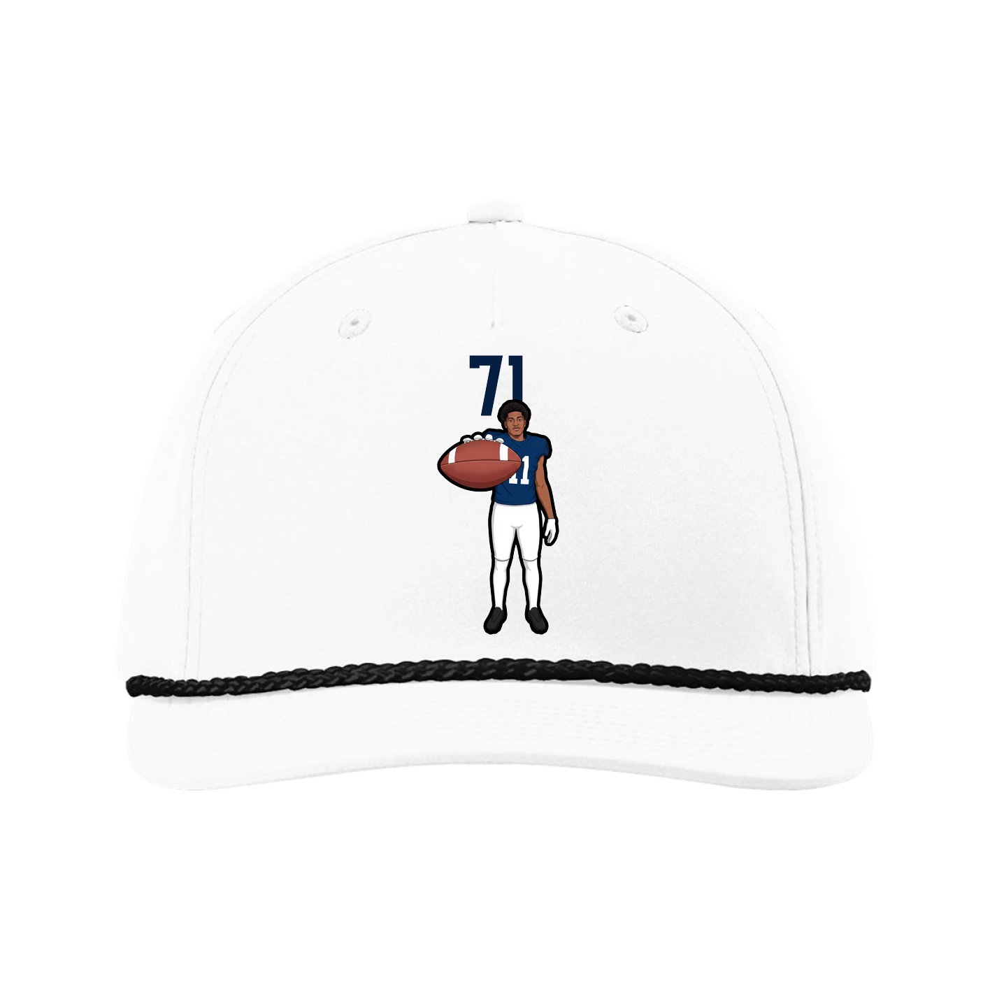 Five-Panel Classic Rope Cap — Number Top in White