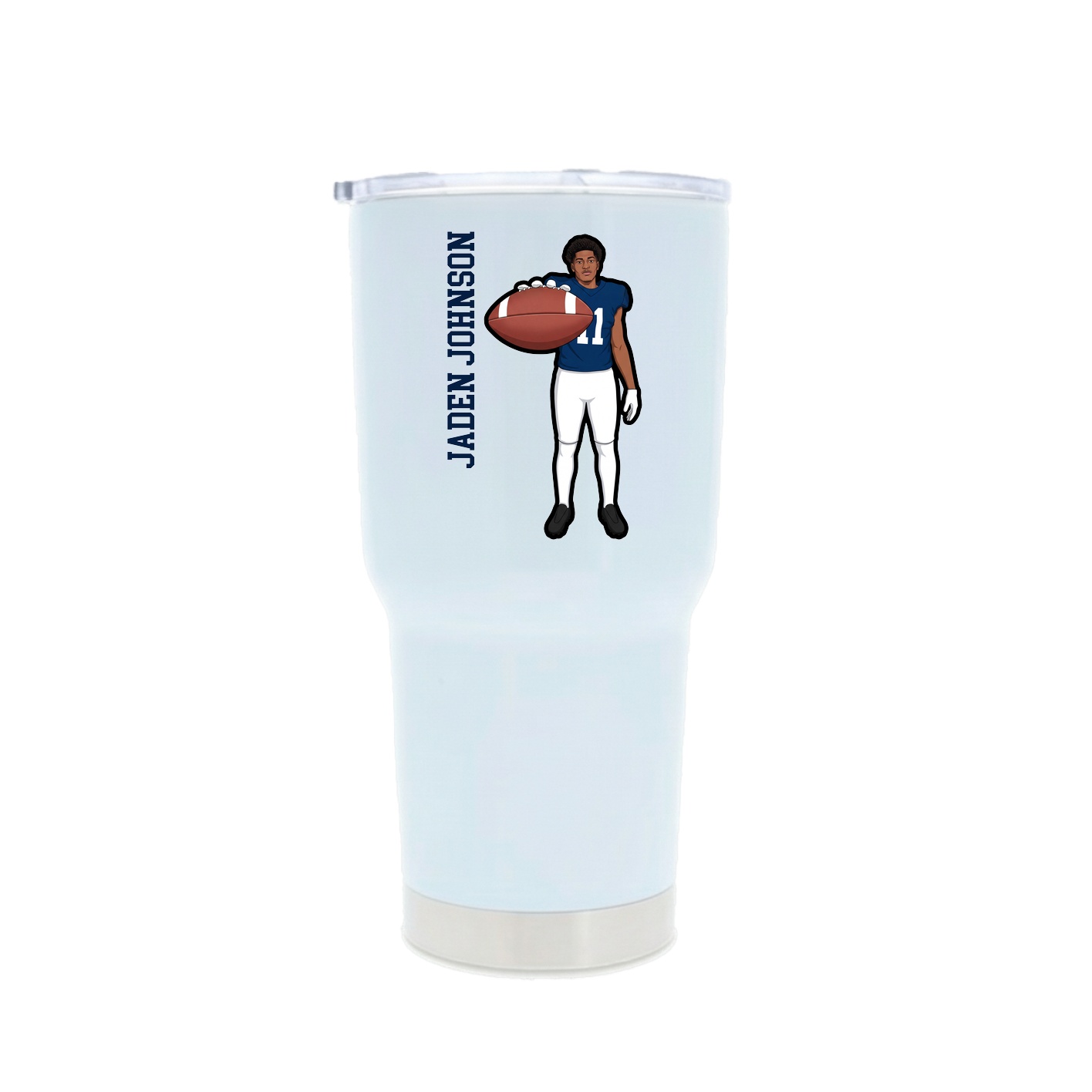 30oz Stainless Steel Tumbler — Name Vertical in White