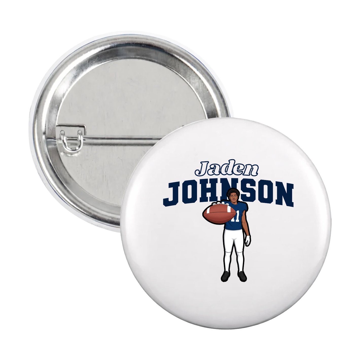 Game Day Button — Name Arch in White