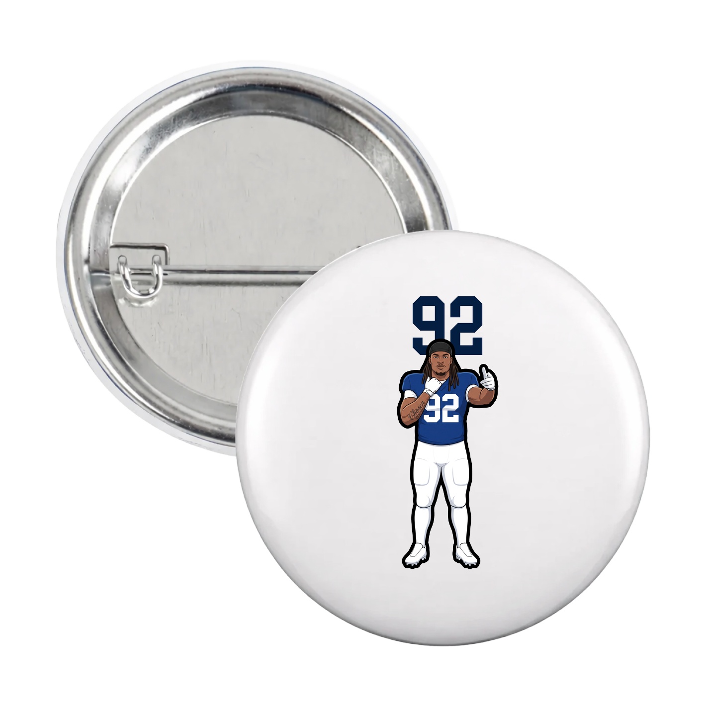 Game Day Button — Number Top in White
