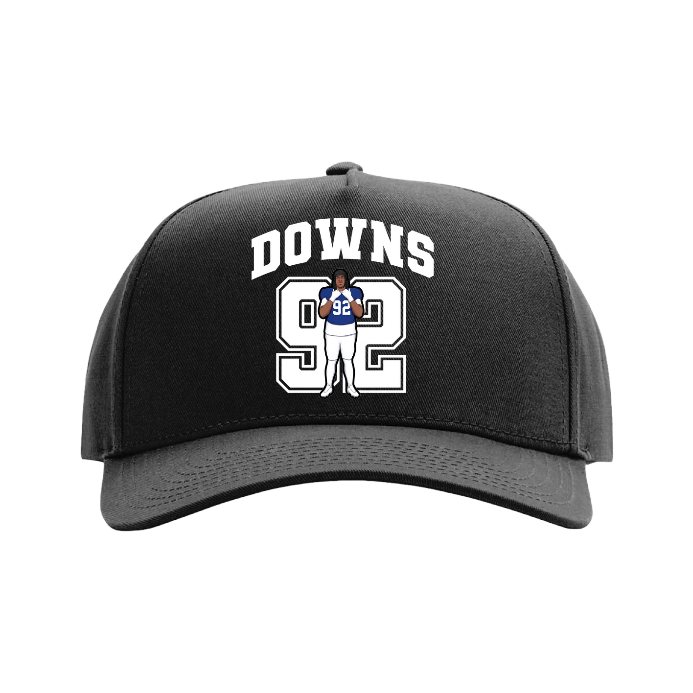 Full Fabric Five-Panel Champ Cap — Number in Black