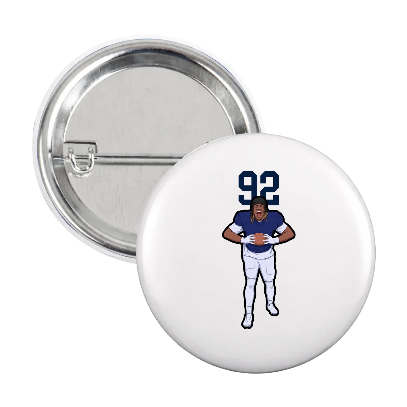 Game Day Button — Number Top in White