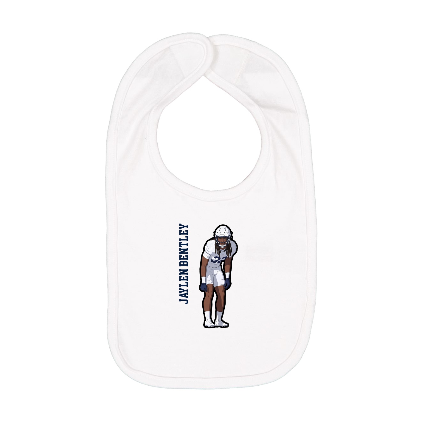 Infant Bib — Name Vertical in White