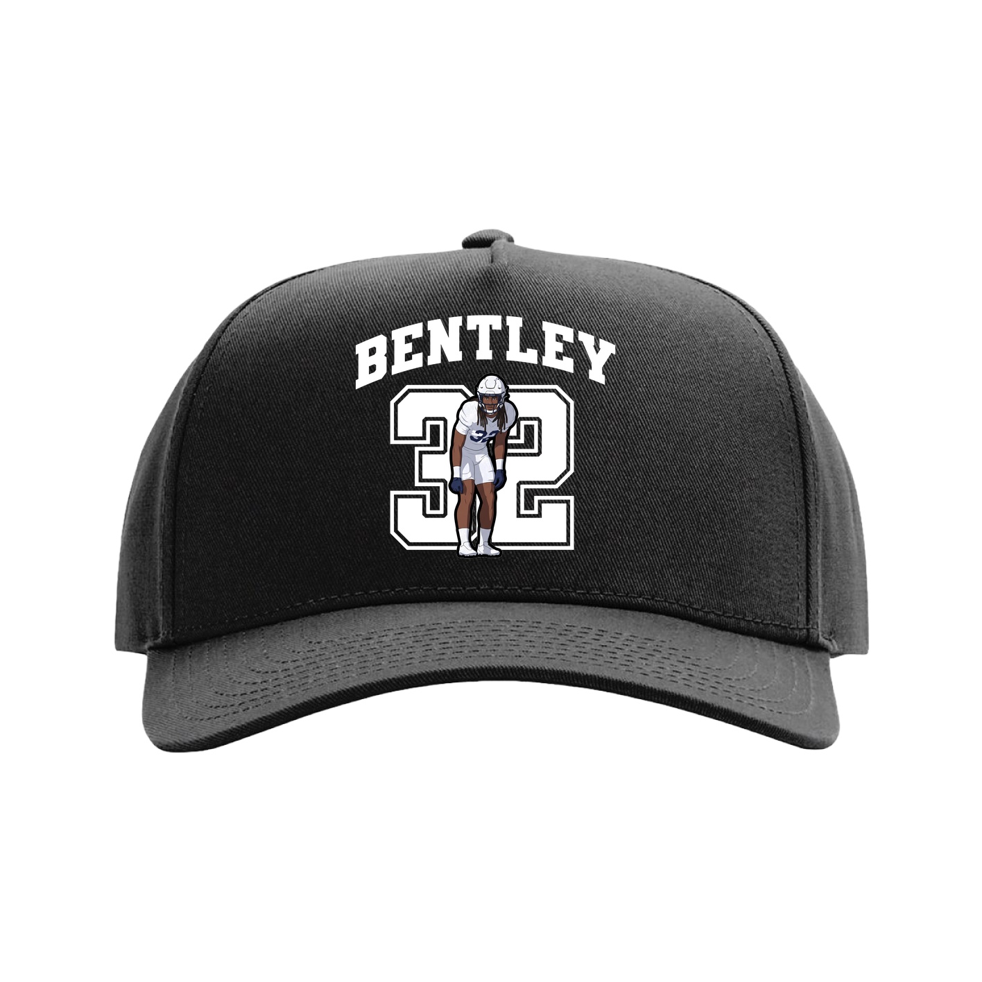 Full Fabric Five-Panel Champ Cap — Number in Black