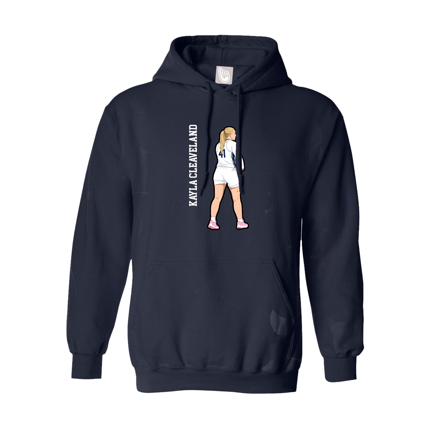Hoodie — Name Vertical in Navy
