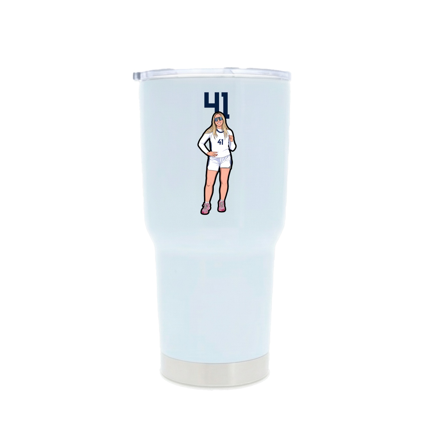 30oz Stainless Steel Tumbler — Number Top in White