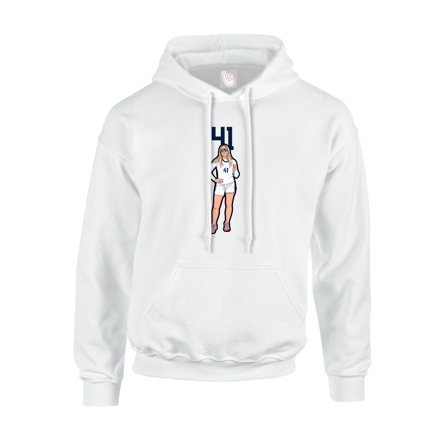 Youth Hoodie — Number Top in White