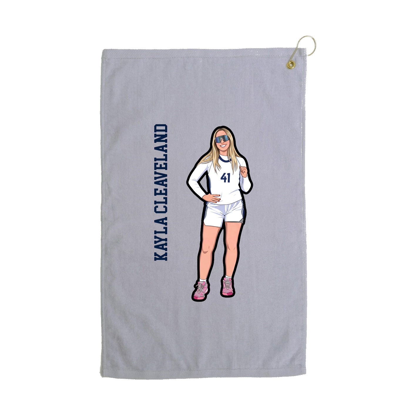 Golf Towel — Name Vertical in Grey