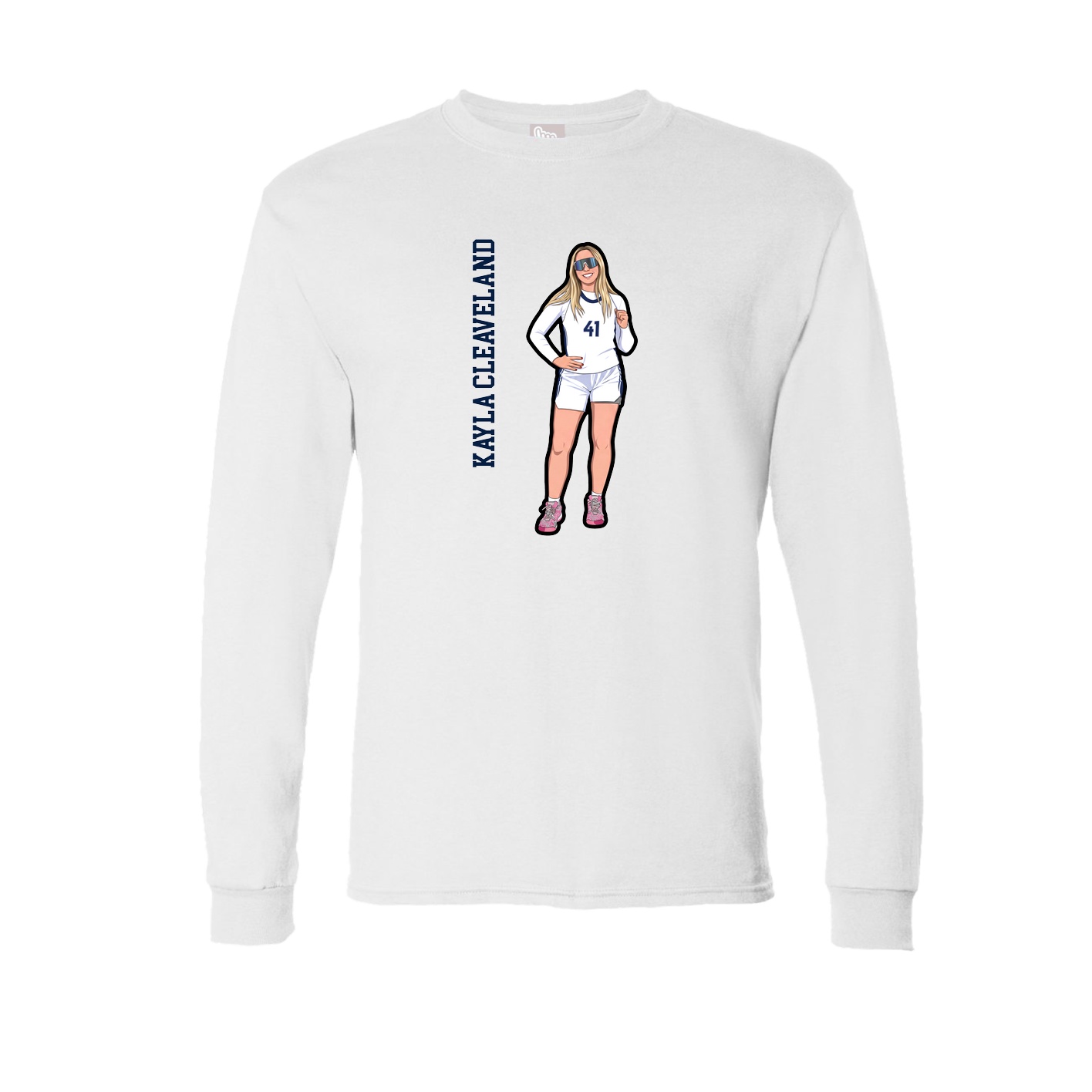 Long Sleeve Tee — Name Vertical in White