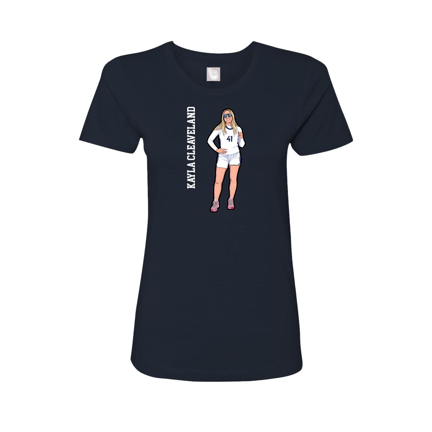 Fitted Women's Tee — Name Vertical in Navy