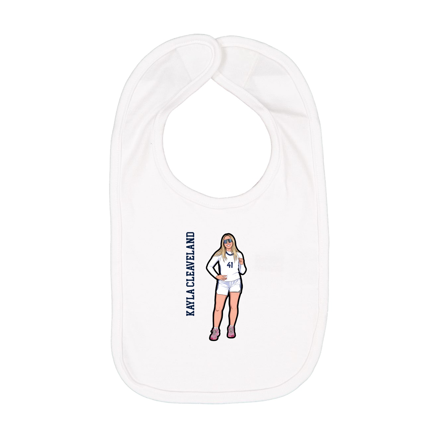 Infant Bib — Name Vertical in White